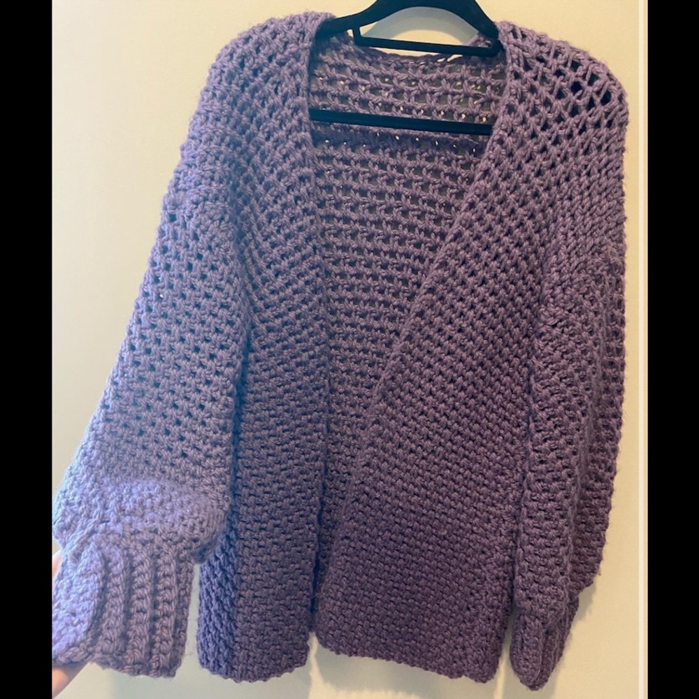 knotty girl threads handmade crochet chunky cardigan